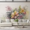 Beautiful bouquet with spring flowers Fabric Wallpaper Covers an area ​​up to 4.2mX3m with adhesive  and smoothing tool