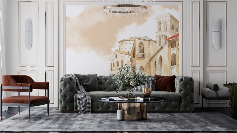 حياة جزء مفصل من مدينة ماتيرا ورق حائط من القماش يغطي مساحة تصل إلى 4.2م × 3م مع أداة لاصقة وتنعيم