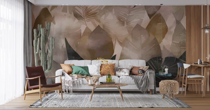 ورق حائط من القماش بنمط سلس مع أوراق مائية يغطي مساحة تصل إلى 4.2 متر × 3 متر باستخدام أداة لاصقة وأداة تنعيم