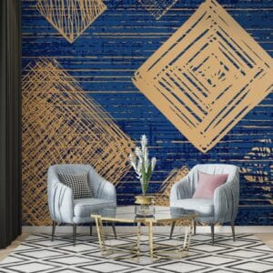Cube Pattern Wall Geometric Fabric Wallpaper Covers an area up to 4.2mX3m with adhesive and smoothing tool