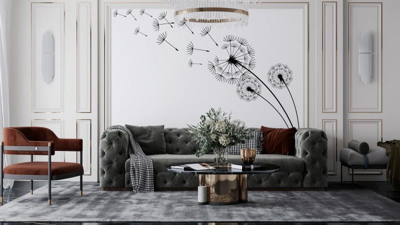 Dandelion Blowing in Wind Fabric Wallpaper Covers an area up to 4.2mX3m with adhesive and smoothing tool