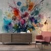 Rainbow colorful of Emotions premium  Fabric Wallpaper Covers an area ​​up to 4.2mX3m with adhesive  and smoothing tool