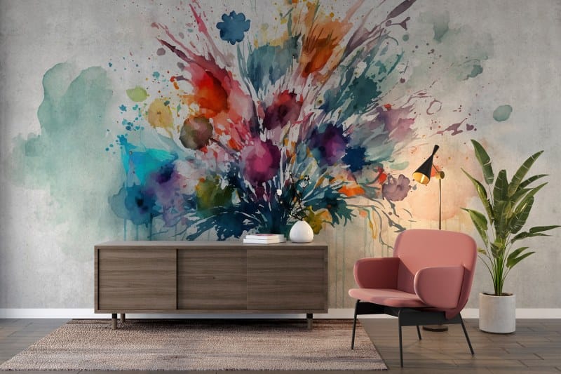 Rainbow colorful of Emotions premium Fabric Wallpaper Covers an area up to 4.2mX3m with adhesive and smoothing tool