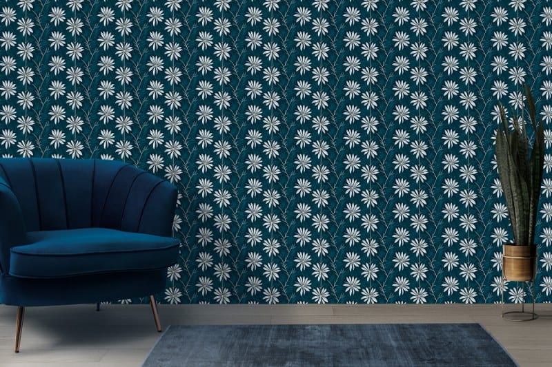 Tropical paradise aster flower Background Fabric Wallpaper Covers an area up to 4.2mX3m with adhesive and smoothing tool