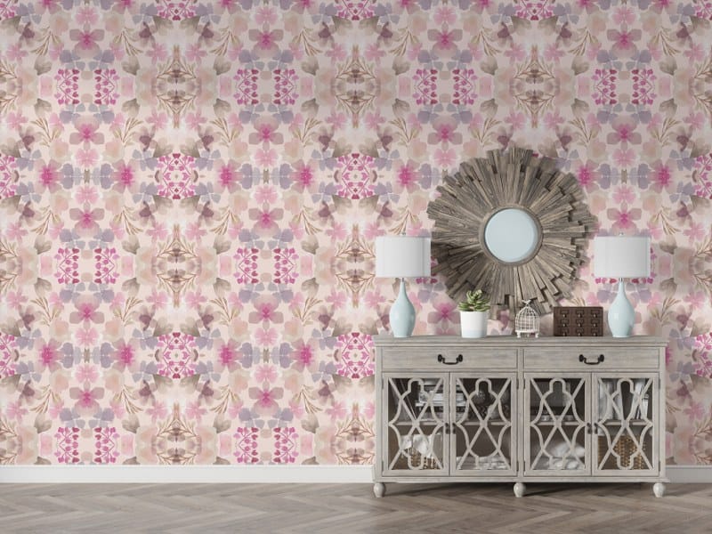 ورق حائط من القماش بتصميم زخارف هندسية قديمة يغطي مساحة تصل إلى 4.2 متر × 3 متر باستخدام أداة لاصقة وتنعيم