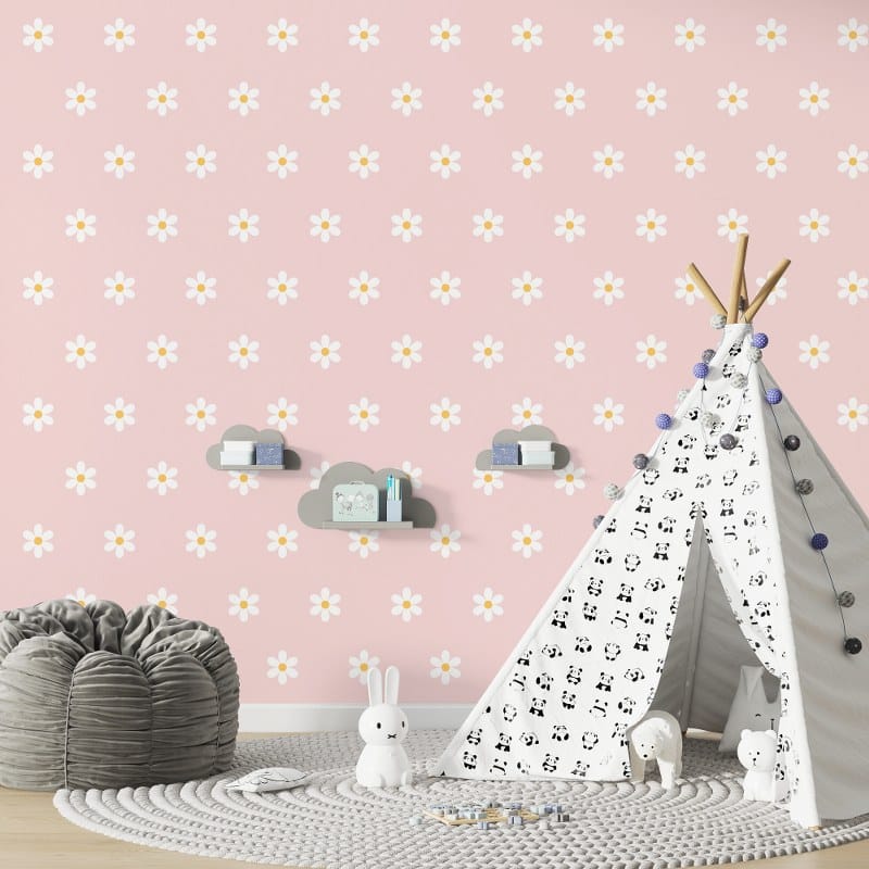 Seamless floral pattern daisy background vector illustration Fabric Wallpaper Covers an area up to 4.2mX3m with adhesive and smoothing tool