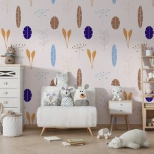 Flower pattern background Fabric Wallpaper Covers an area ​​up to 4.2mX3m with adhesive  and smoothing tool