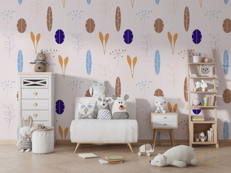 Flower pattern background Fabric Wallpaper Covers an area up to 4.2mX3m with adhesive and smoothing tool