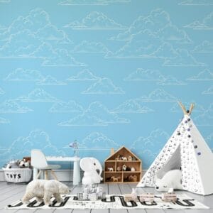 Line Drawing Sky background Fabric Wallpaper Covers an area up to 4.2mX3m with adhesive and smoothing tool