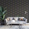 Gold Seamless vintage background Fabric Wallpaper Covers an area ​​up to 4.2mX3m with adhesive  and smoothing tool