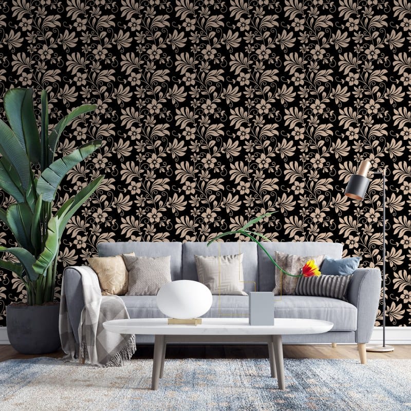 ورق حائط من القماش بنمط زهور عتيق بدون درزات يغطي مساحة تصل إلى 4.2 متر × 3 متر باستخدام أداة لاصقة وتنعيم