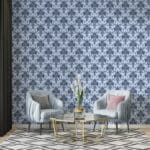 Classical luxury old fashioned floral ornament Fabric Wallpaper Covers an area ​​up to 4.2mX3m with adhesive  and smoothing tool