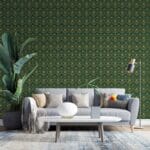 ورق حائط قماشي بتصميم آرت ديكو مسطح يغطي مساحة تصل إلى 4.2 متر × 3 متر باستخدام أداة لاصقة وتنعيم