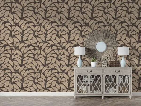 Vintage leaf seamless pattern Fabric Wallpaper Covers an area ​​up to 4.2mX3m with adhesive  and smoothing tool