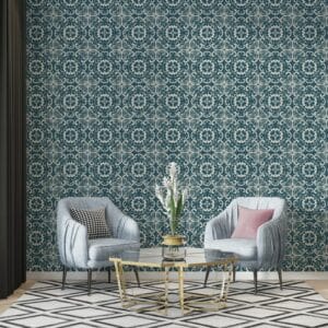 Oriental frame chain leaf vine flower Fabric Wallpaper Covers an area ​​up to 4.2mX3m with adhesive  and smoothing tool
