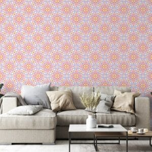 Exquisite floral baroque template Fabric Wallpaper Covers an area ​​up to 4.2mX3m with adhesive  and smoothing tool