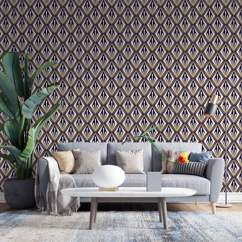 Diamonds Geometric Decorative Vector Motifs Elegant Luxury Fabric Wallpaper Covers an area up to 4.2mX3m with adhesive and smoothing tool