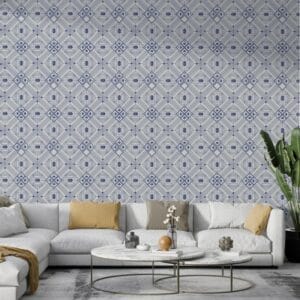 Geometric art deco pattern collective Fabric Wallpaper Covers an area ​​up to 4.2mX3m with adhesive  and smoothing tool
