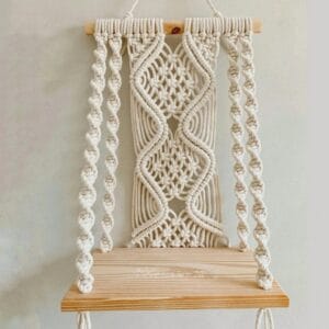 Macrame Wall Hanging Boho Handmade Floating Wooden Shelf