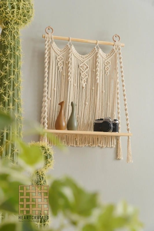 Macrame Wall Hanging Farmhouse Shelves Handmade