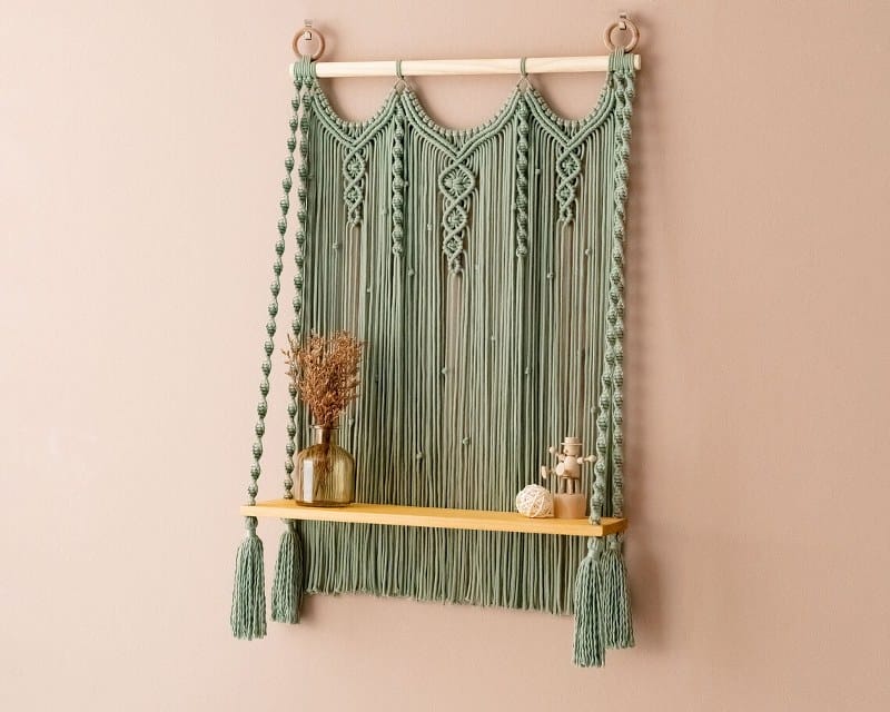 Macrame Wall Hanging Farmhouse Shelves Handmade