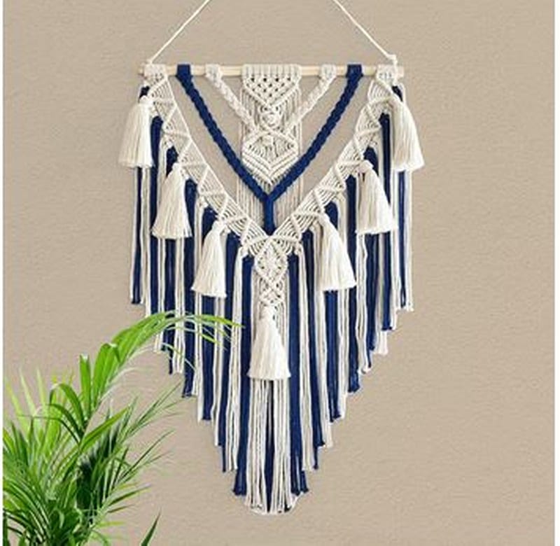 Blue Macrame Wall Hanging Handmade