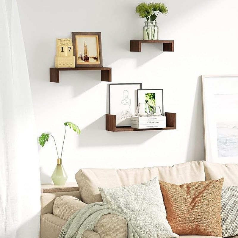 Natural Wood Floating Shelf (Set of 3)