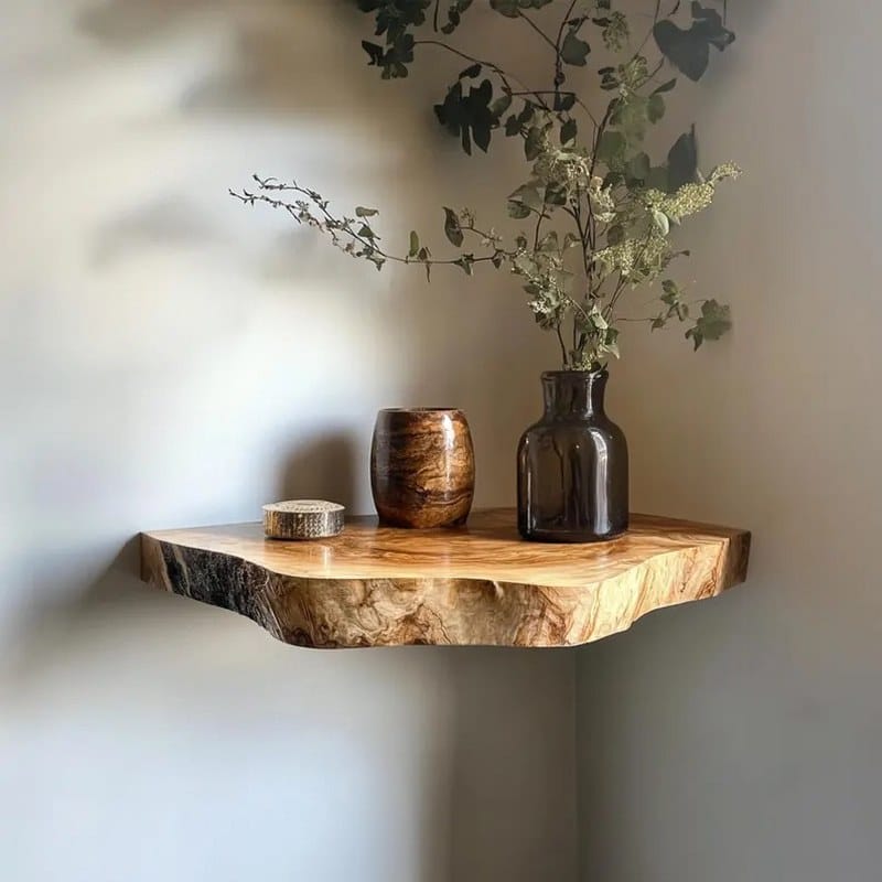 Live Edge Corner Floating Shelf