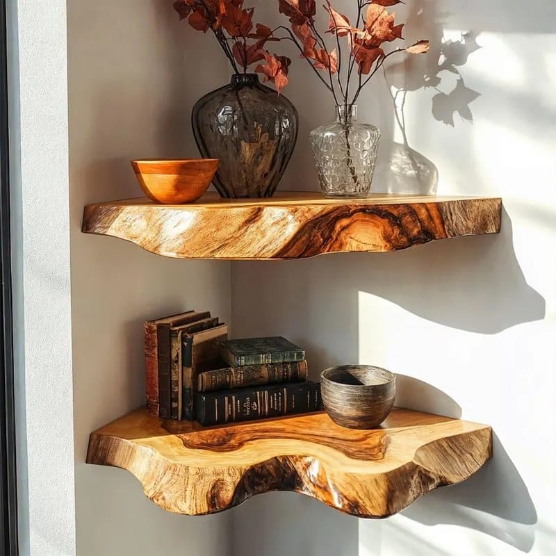 مجموعة من 2 رف عائم بزاوية حية