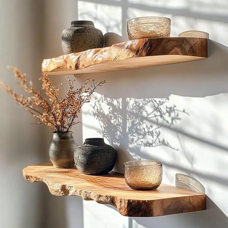 2 Set of Rectangle Wooden Floating Shelf