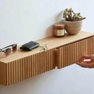 Fluted entryway shelf with drawers