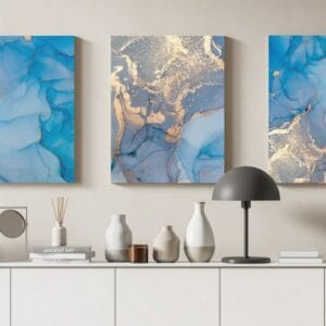 Set of 3 Natural luxury abstract fluid art