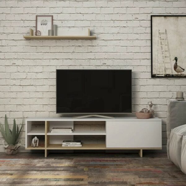 Ajay Modern TV Stand with wall shelf