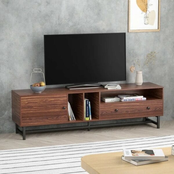 Mid Century Rustic Walnut TV Cabinet