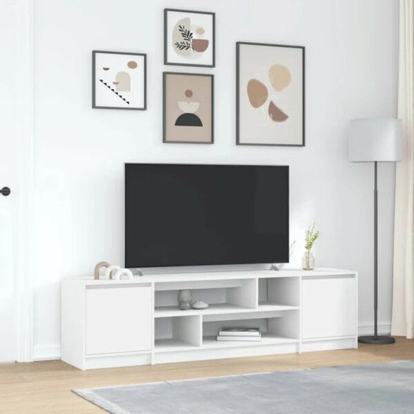 Latitude Run TV Cabinet With LED Lights White
