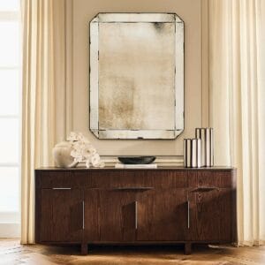 Tau 70" Brown Wood and Brass Credenza