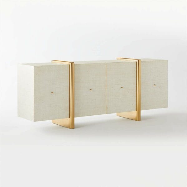 Dorset 81" White Lacquered Linen Credenza