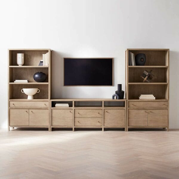 Keane 72" Weathered Natural Wood Storage Media Console