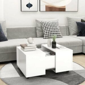 Extendable Wheel Coffee Table with Storage