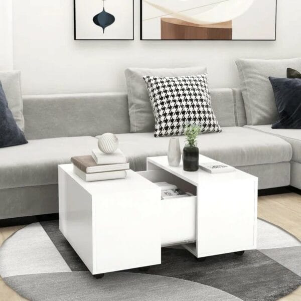 Extendable Wheel Coffee Table with Storage