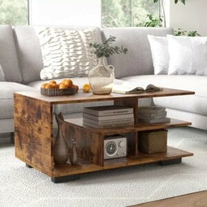3-Tier L-Shaped Coffee Table With Open Storage