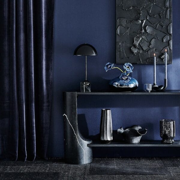 Black Marble and Oak Wood Console Table