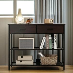 3 Tier Rustic Industrial 100Cm Console Table
