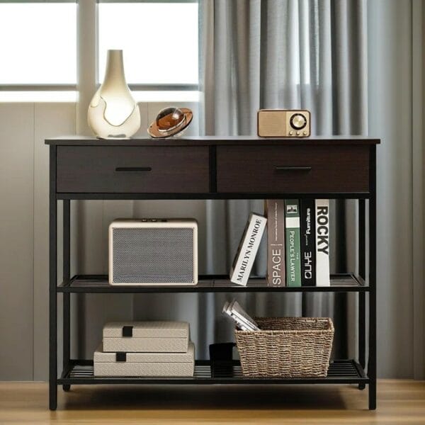 3 Tier Rustic Industrial 100Cm Console Table