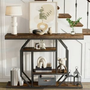 120cm Solid Wood Top Console Table