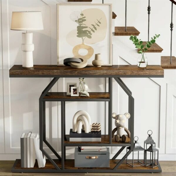 120cm Solid Wood Top Console Table