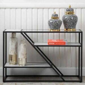 3 Tier Metal Hallway Table in Black Finish