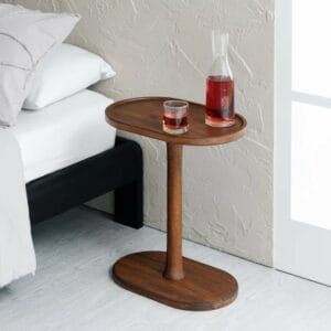 Solid Wood C Shape Pedestal Side Table