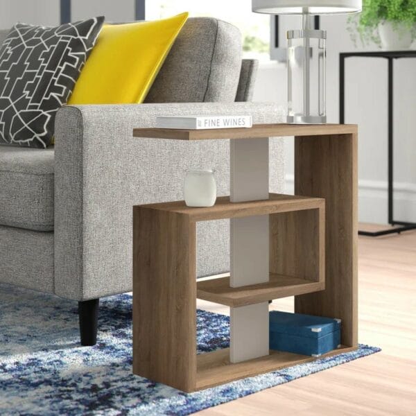 Saly Modern Side Table with Storage Shelves