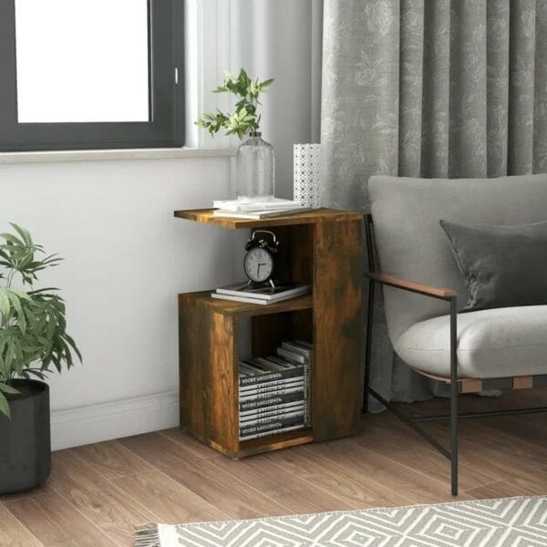 Floor Shelf End Table with Storage